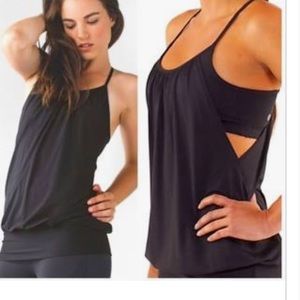 Black flowy tank with built in bra